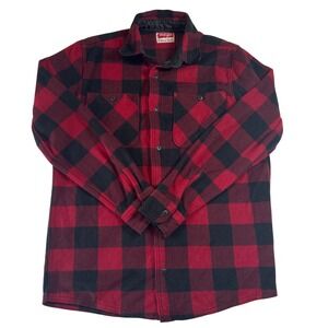 Wrangler Men's Red Black Buffalo Plaid Flannel Shirt Jacket Size Small Tartan